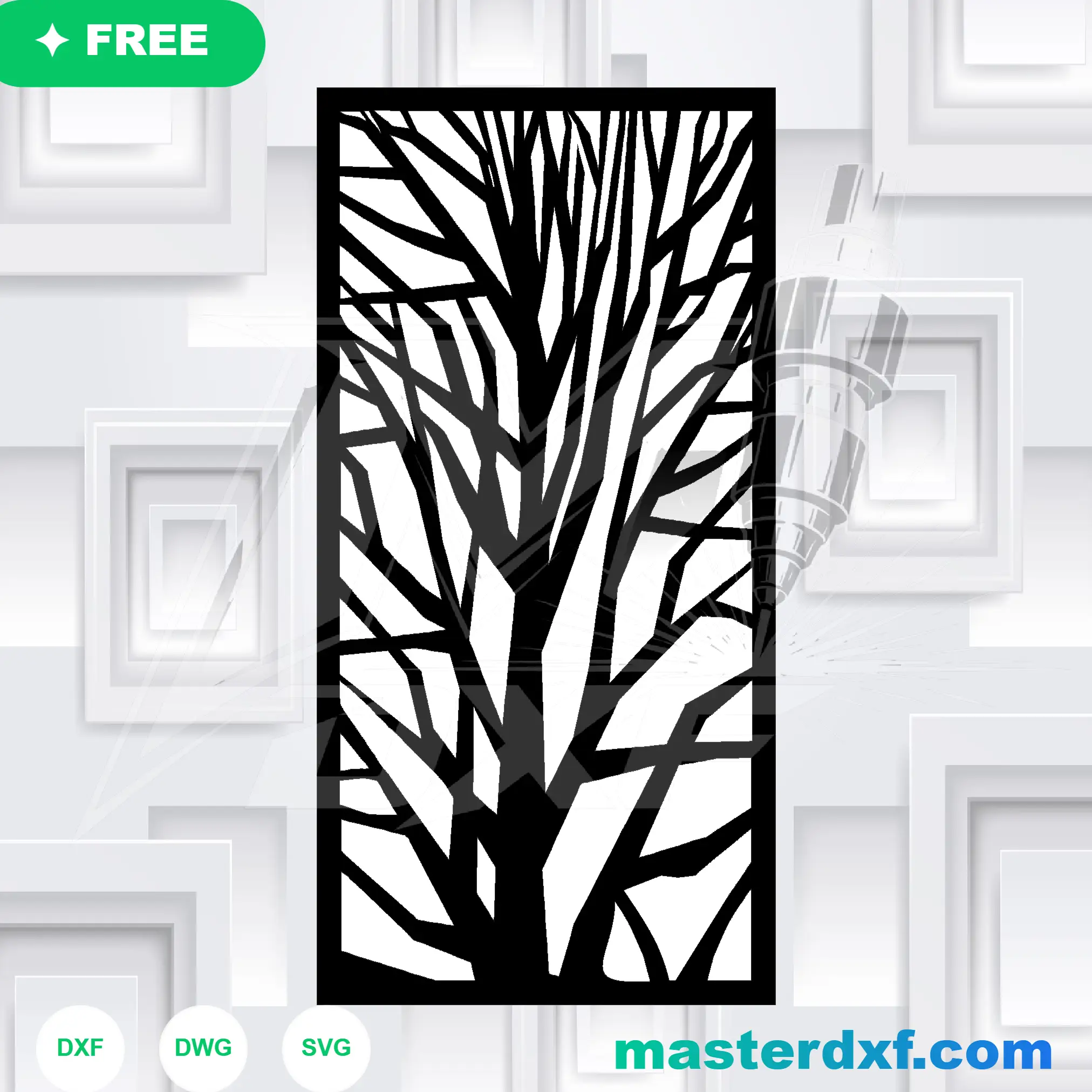Geometric Abstract Tree DXF – CNC Wall Decor DXF File